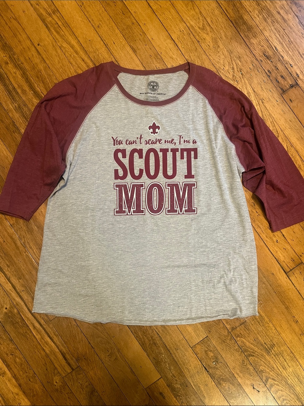 Scout Mom Raglan Tee - Gray and Maroon